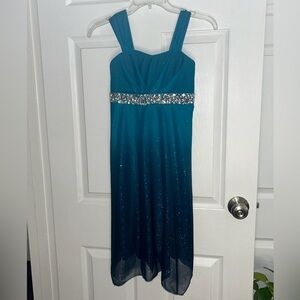 Speechless Teal Formal Girls Dress with Silver Accents